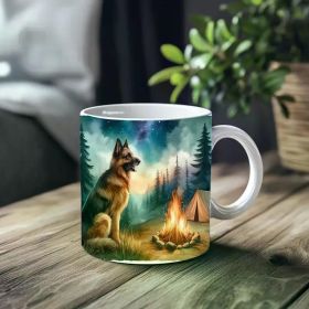 1pc_Camping And Dog ceramic cup 11 ounces, coffee/tea/wine glass, suitable for Valentine's Day, birthdays,