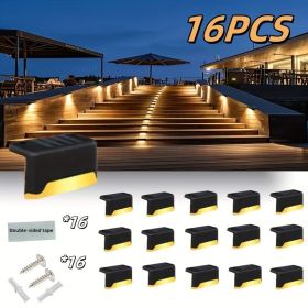 16PCS solar outdoor light, spring camping outdoor light, outdoor LED step light, solar charging, suitable for balconies, terraces, stairs, fences (Color: warm colour)