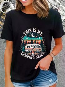 Funny Camper Hiking Nature Shirt This Is My Camping Shirt T-Shirt Casual Short Sleeve Shirt (Color: Black, size: XL)