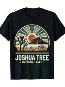 Joshua Tree National Park Retro Vintage Hike Camping Outdoor T-Shirt-100% Cotton-220g (Color: Black, size: XL)