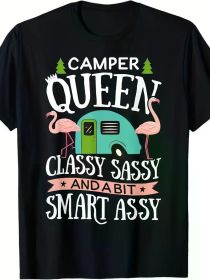 Camper Classy Sassy Smart Funny Women Girls Camping RV T-Shirt (Color: Black, size: L)