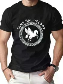 180G Men'S and Women'S Casual Crew Neck T-shirt with Camp Hale Blood Pattern, Short Sleeves, Comfortable Cotton (Color: Black, size: XXXL)