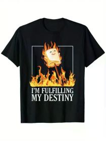 I M Fulfilling My Destiny Marshmallow S Mores Camping Men'S Summer T-Shirt, Comfortable - Breathable, Soft, (Color: Black, size: XL)